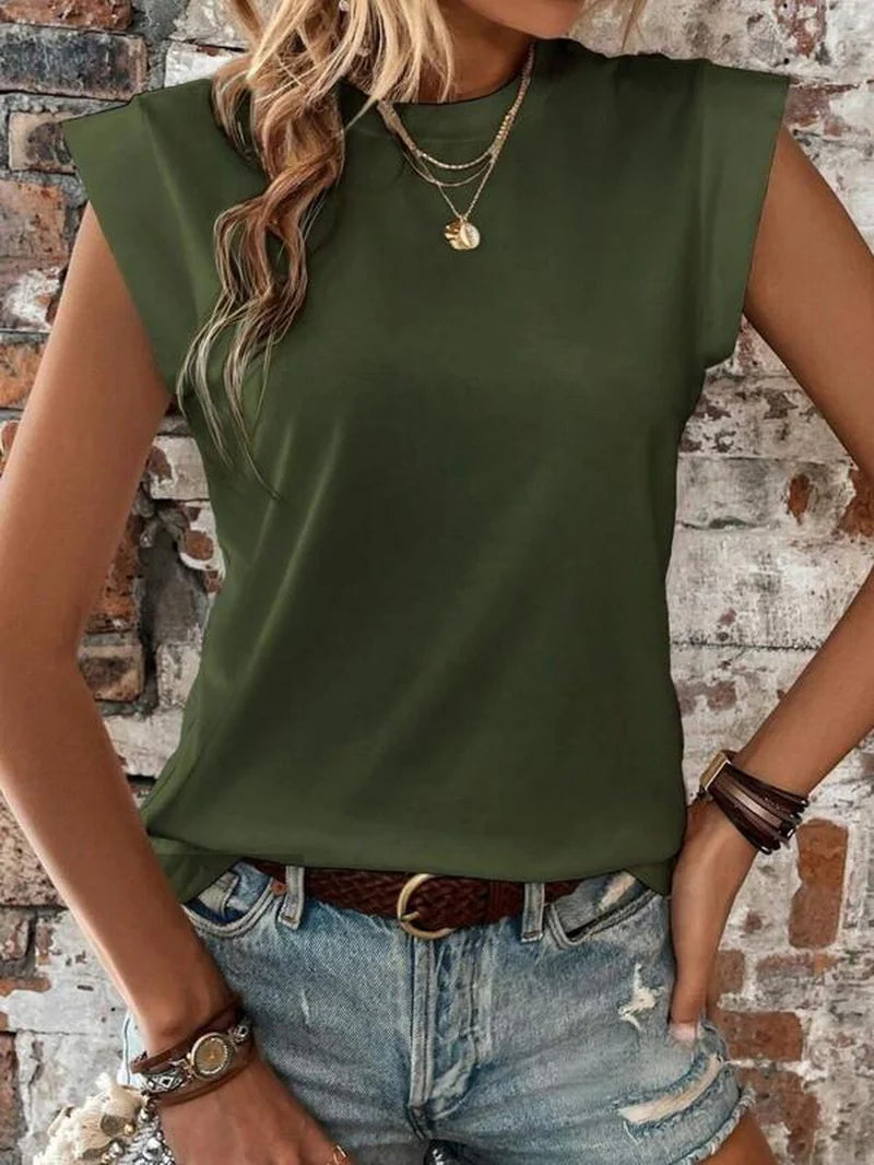 Chic Women's Batwing Sleeve Tee - Perfect Casual Cap Sleeve T-Shirt for Summer Everyday Wear