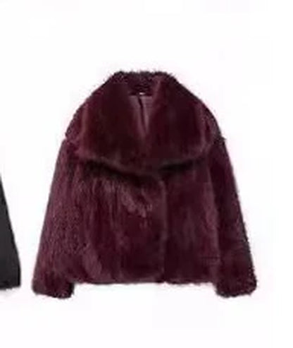 Cozy Chic Winter Plush Coat - Fashionable Thick Lapel Outwear for Women