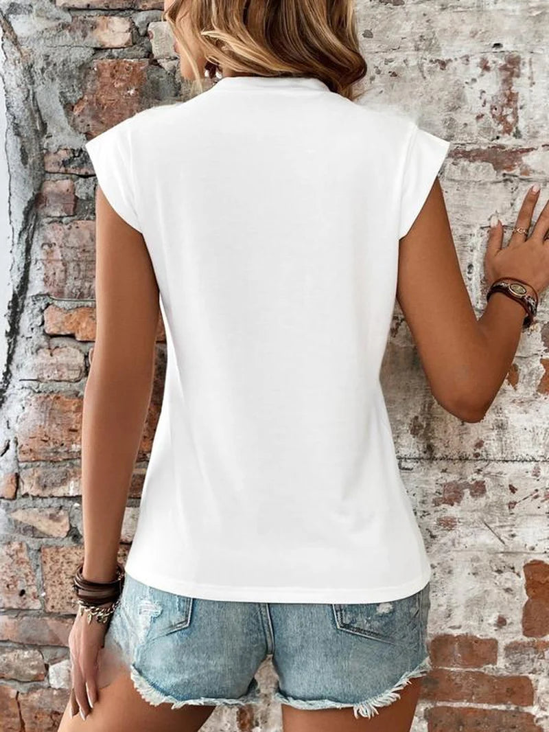 Chic Women's Batwing Sleeve Tee - Perfect Casual Cap Sleeve T-Shirt for Summer Everyday Wear