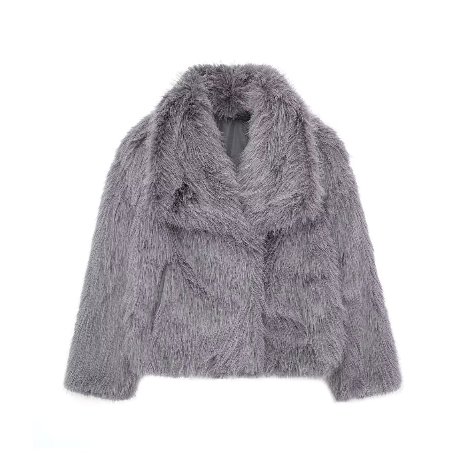 Cozy Chic Winter Plush Coat - Fashionable Thick Lapel Outwear for Women
