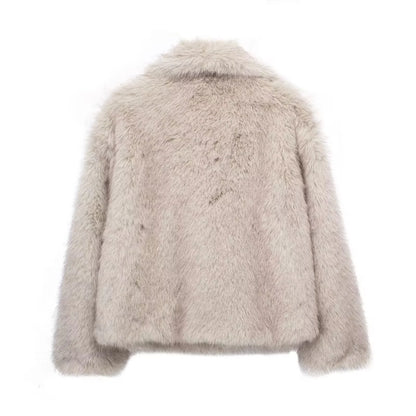 Cozy Chic Winter Plush Coat - Fashionable Thick Lapel Outwear for Women
