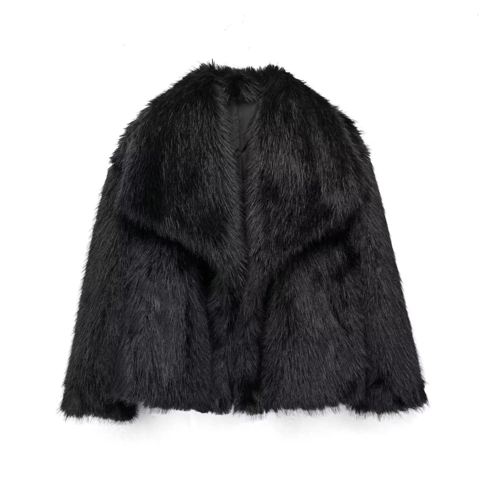 Cozy Chic Winter Plush Coat - Fashionable Thick Lapel Outwear for Women