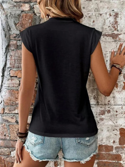 Chic Women's Batwing Sleeve Tee - Perfect Casual Cap Sleeve T-Shirt for Summer Everyday Wear